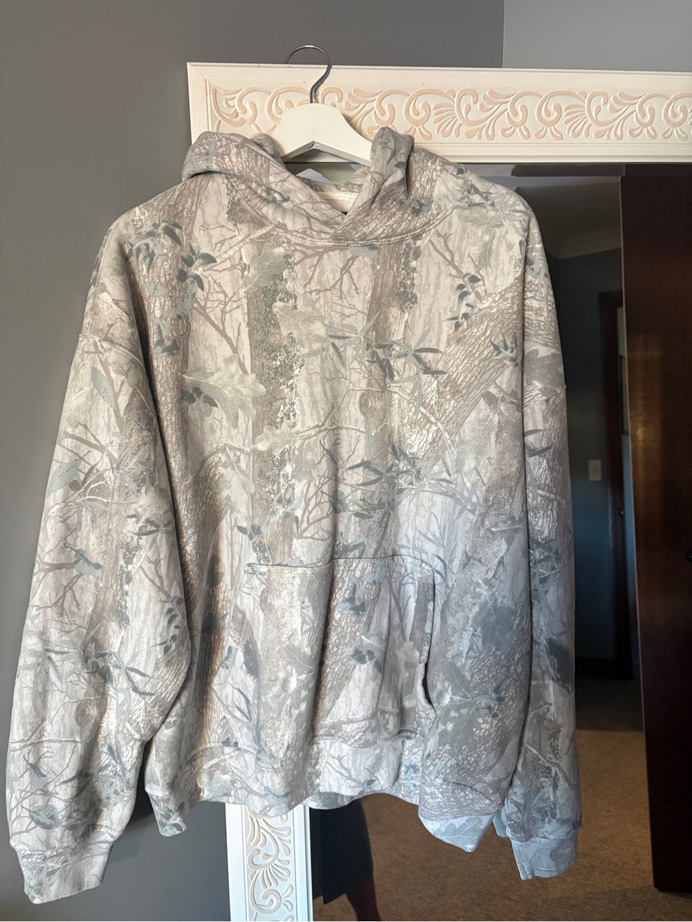 Abercrombie & Fitch Men's Camouflage Crewneck Hoodie - Gray